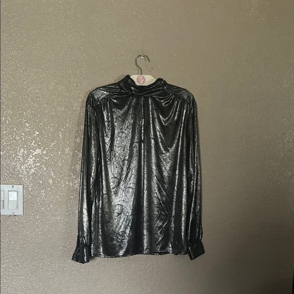 Notations small Metallic Black Long Sleeve Shirt